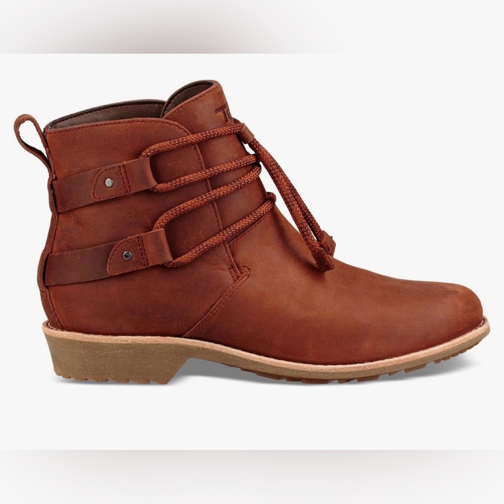 Teva Waterproof Brown Leather Ankle Boot w Climber’s Rope Inspired Laces  9 - Picture 3 of 10